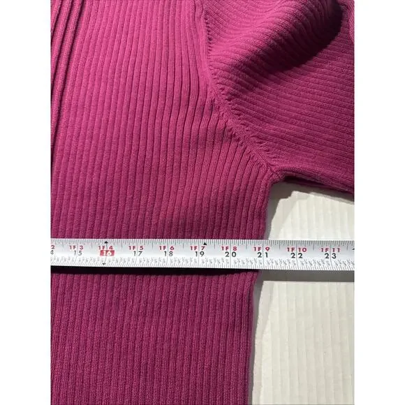 Cezani Large V-Neck Knit Maroon Sweater Pima Cotton Nylon - Picture 8 of 9